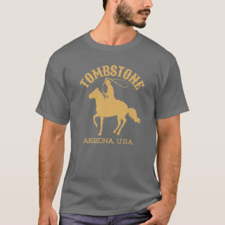 ヴィンテージスタイルの墓石 アリゾナ USA ゴールドカウボーイ ウェス Tシャツ