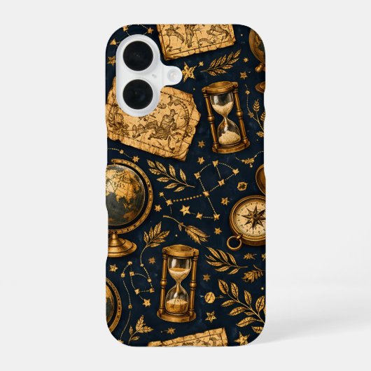 ヴィンテージスタイルの天体図&天文学模様 iPhone 16ケース (裏面)