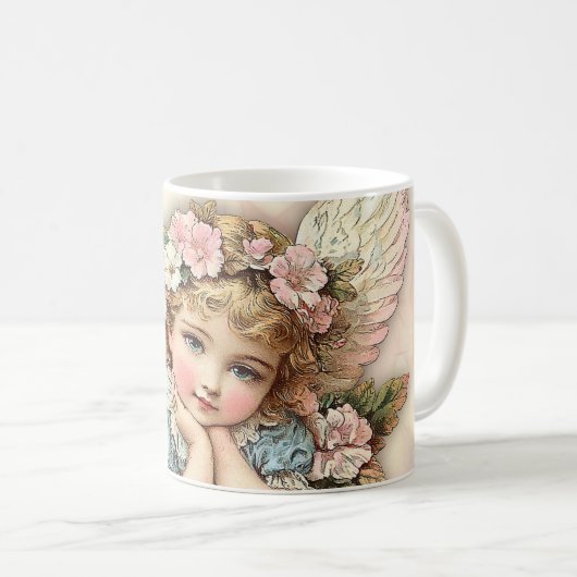 ヴィンテージスタイルの天使 コーヒーマグカップ (正面右)