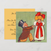 ヴィンテージスタイルの婚約パーティー招待状お知らせ 招待状 (正面/裏面)