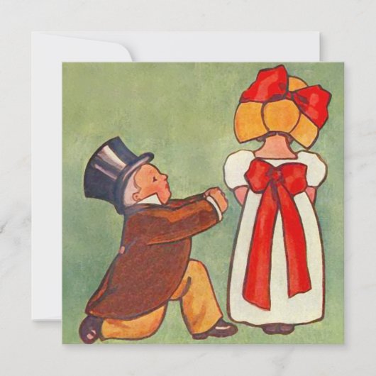 ヴィンテージスタイルの婚約パーティー招待状お知らせ 招待状 (正面)