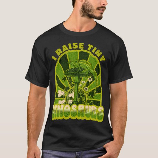 ヴィンテージスタイルの小さな恐竜を育てる Tシャツ (正面)