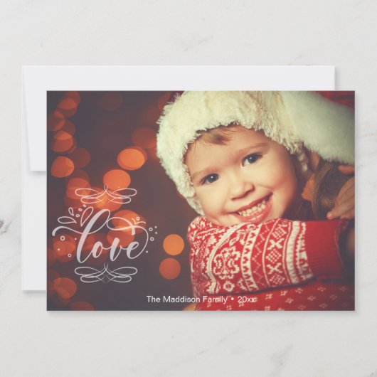 ヴィンテージスタイルの愛のホリデー フォト ファミリー グリーティング シーズンカード (正面)