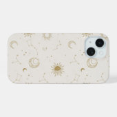 ヴィンテージスタイルの星座パターン iPhone 15ケース (裏面横)