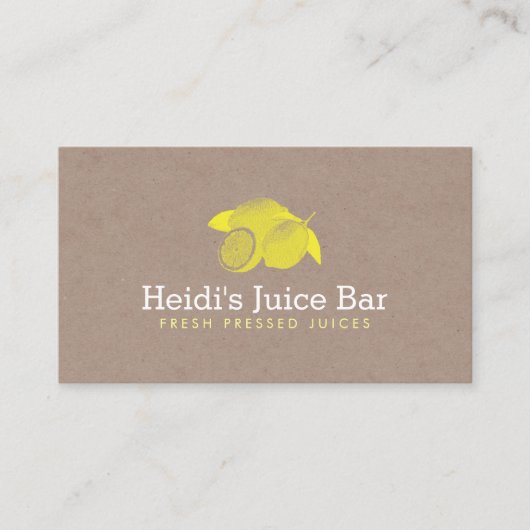 ヴィンテージスタイルの段ボール上のレモンイラストレーション 名刺 (正面)