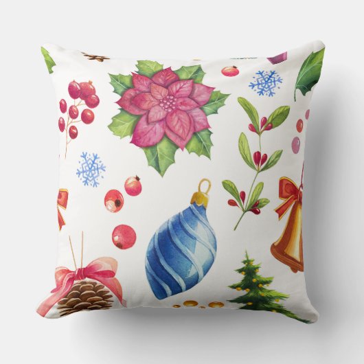 ヴィンテージスタイルの水の色クリスマス クッション (正面)