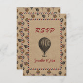 ヴィンテージスタイルの熱気球で旅するウェディング 出欠カード (正面/裏面)