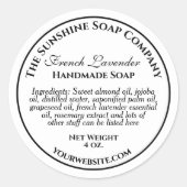 ヴィンテージスタイルの白黒テキストの石鹸化粧品ラベル ラウンドシール (正面)