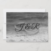 ヴィンテージスタイルの白黒ビーチ結婚式 招待状 (裏面)