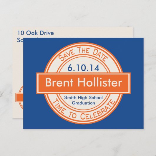 ヴィンテージスタイルの看板 卒業の日を保存 案内ポストカード (正面/裏面)