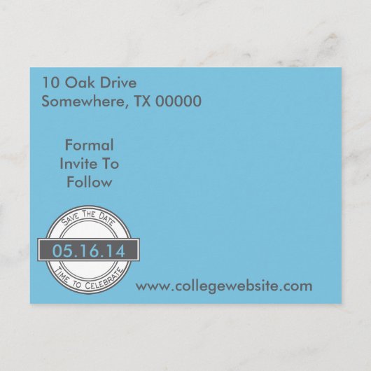 ヴィンテージスタイルの看板 Save The Date 卒業式 案内ポストカード (裏面)