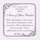 ヴィンテージスタイルの石鹸と化粧品ラベルライトピンク スクエアシール (正面)