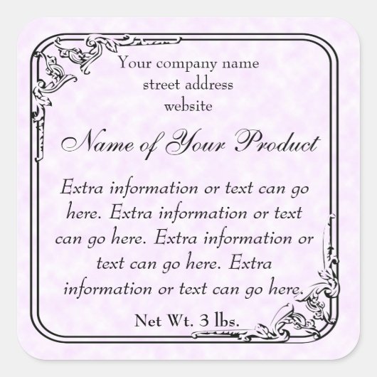 ヴィンテージスタイルの石鹸と化粧品ラベルライトピンク スクエアシール (正面)