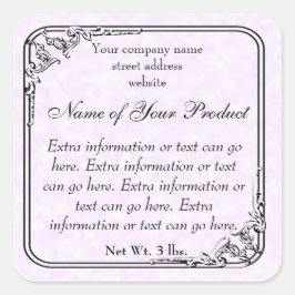 ヴィンテージスタイルの石鹸と化粧品ラベルライトピンク スクエアシール