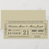 ヴィンテージスタイルの結婚式招待チケット 招待状 (正面/裏面)