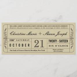 ヴィンテージスタイルの結婚式招待チケット 招待状