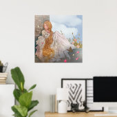 ヴィンテージスタイルの美しい王女の城の窓 ポスター (ホームオフィス)