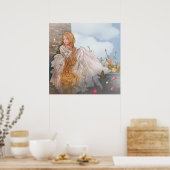 ヴィンテージスタイルの美しい王女の城の窓 ポスター (キッチン)