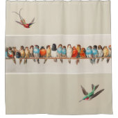 ヴィンテージスタイルの羽 シャワーカーテン (正面)