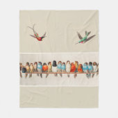 ヴィンテージスタイルの羽 フリースブランケット (正面)