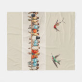 ヴィンテージスタイルの羽 フリースブランケット (正面(横))