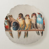 ヴィンテージスタイルの羽 ラウンドクッション (正面)