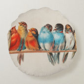 ヴィンテージスタイルの羽 ラウンドクッション (裏面)