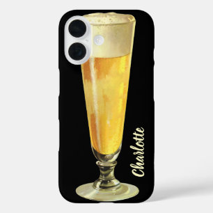 ヴィンテージスタイルの背の高いフロスティードラフトビール、アルコール飲料 iPhone 16ケース