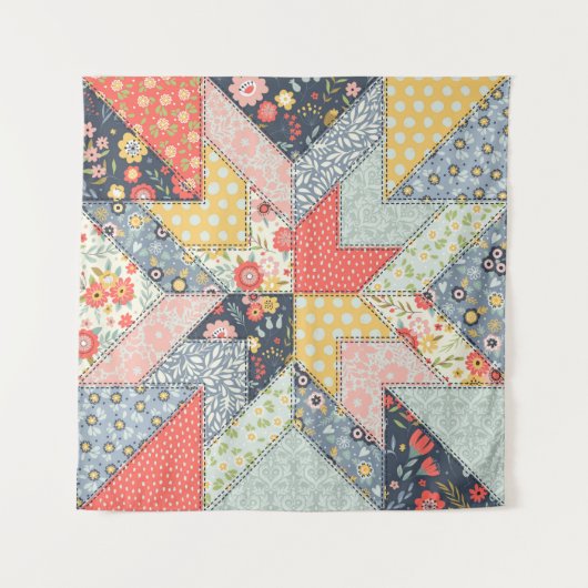 ヴィンテージスタイルの背景パターン。パッチワーク12 タペストリー (正面)