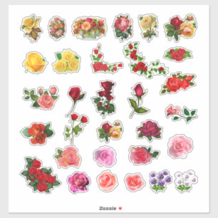 ヴィンテージスタイルの花が美しい シール