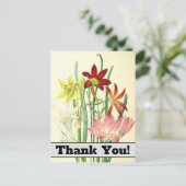 ヴィンテージスタイルの花の「ありがとう!」ポストカード ポストカード (スタンド正面)