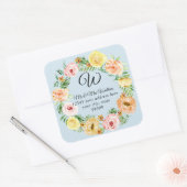ヴィンテージスタイルの花モノグラム ブラッシュ ピーチ イエロー スクエアシール (封筒)