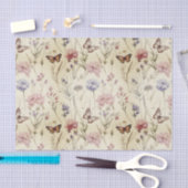 ヴィンテージスタイルの蝶と花のデコパージュ 薄葉紙 (クラフト)