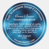 ヴィンテージスタイルの青い箔の石鹸化粧品 ラウンドシール (正面)