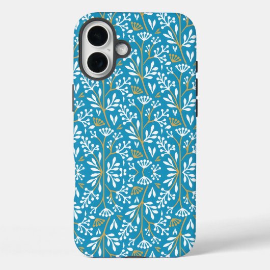 ヴィンテージスタイルの青い色の植物パターン  ケースM Case-Mate iPhoneケース (裏面)