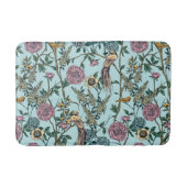ヴィンテージスタイルの青い色の植物パターン バスマット (正面)