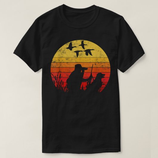 ヴィンテージスタイルの面白いアヒルの狩猟 Tシャツ (デザイン正面)