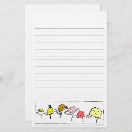 ヴィンテージスタイルの食品イラストステーショナリー 便箋 (正面/裏面)