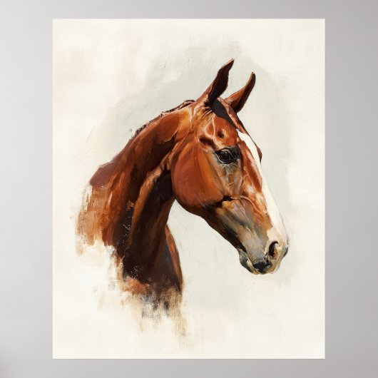 ヴィンテージスタイルの馬の油絵 ポスター (正面)
