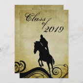 ヴィンテージスタイルの馬の飛躍 卒業式招待状 招待状 (正面/裏面)