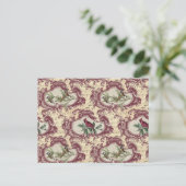 ヴィンテージスタイルの鳥と楽譜 ポストカード (スタンド正面)