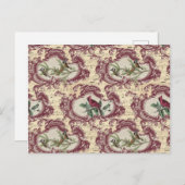 ヴィンテージスタイルの鳥と楽譜 ポストカード (正面/裏面)