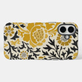ヴィンテージスタイルの黄色と黒の花柄パターン Case-Mate iPhoneケース (裏面 (横))
