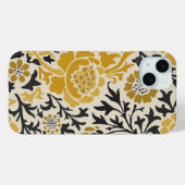ヴィンテージスタイルの黄色と黒の花柄パターン Case-Mate iPhoneケース (裏面 (横))
