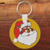 ヴィンテージスタイルの黒サンタ画像 キーホルダー (正面)