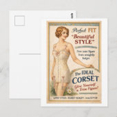 ヴィンテージスタイルの1920年代のコルセット広告 ポストカード (正面/裏面)