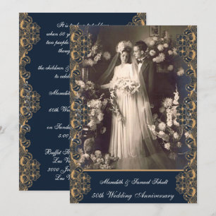 ヴィンテージスタイルの50周年結婚記念日 招待状