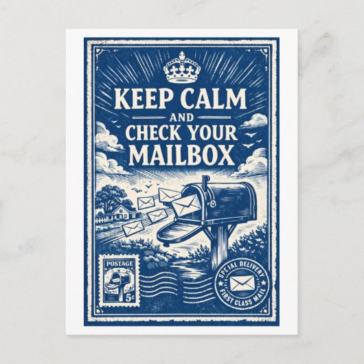 ヴィンテージスタイルの"Keep Calm"ポスト ポストカード (正面)