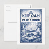 ヴィンテージスタイルの"Keep Calm"リーディング ポストカード (正面/裏面)
