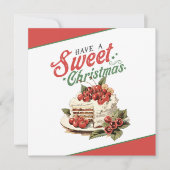 ヴィンテージスタイルは甘いクリスマスケーキを持っている シーズンカード (正面)